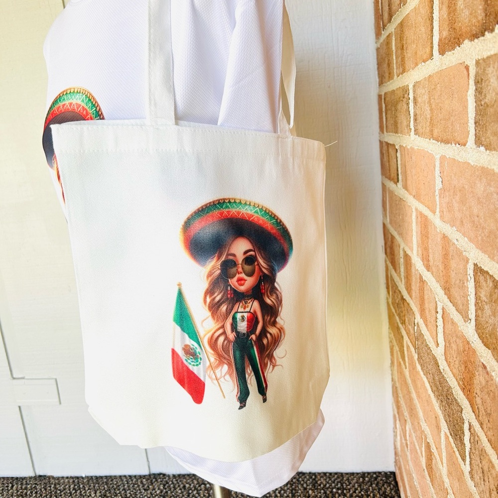 Sublimation Mexican Style Girl With Sombrero Cinco De Mayo Mexican Flag T Shirt